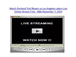 Watch Portland Trail Blazers vs Los Angeles Lakers Live Onli