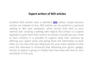 Expert writers of SEO articles