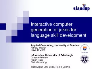 Interactive computer generation of jokes for language skill development