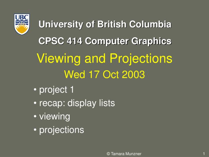 viewing and projections wed 17 oct 2003