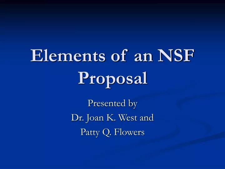 elements of an nsf proposal