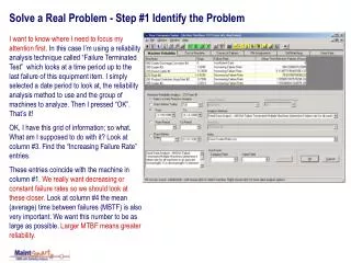 Solve a Real Problem - Step #1 Identify the Problem