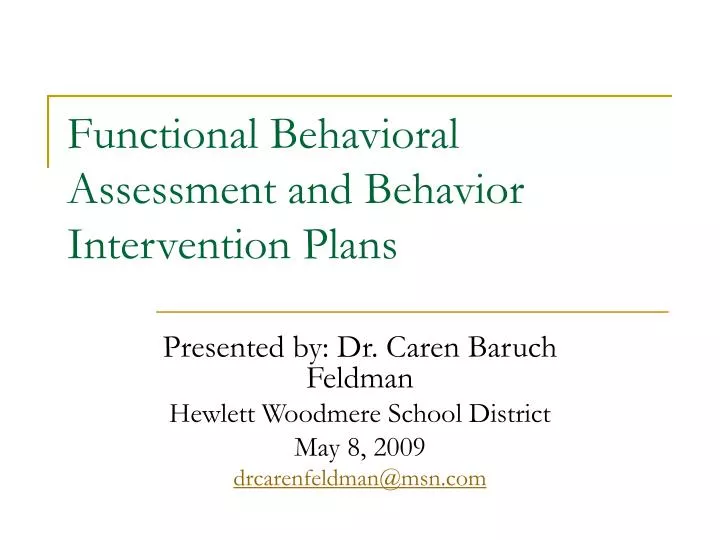 functional behavioral assessment and behavior intervention plans