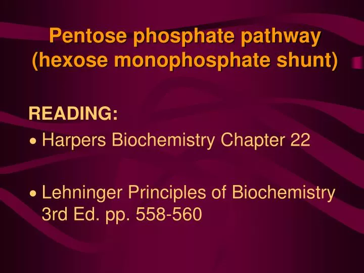 pentose phosphate pathway hexose monophosphate shunt
