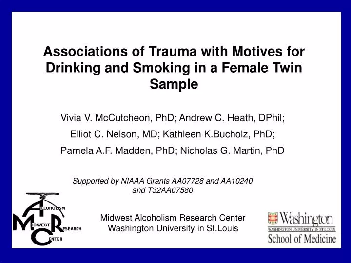 associations of trauma with motives for drinking and smoking in a female twin sample