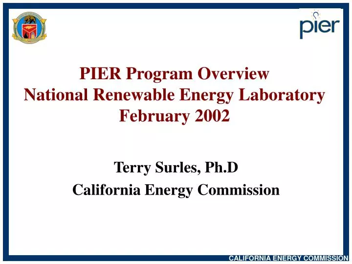 pier program overview national renewable energy laboratory february 2002