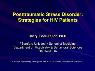 Posttraumatic Stress Disorder: Strategies for HIV Patients
