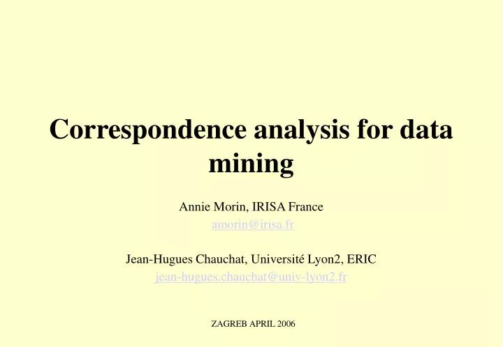 correspondence analysis for data mining