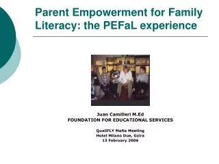 Parent Empowerment for Family Literacy: the PEFaL experience
