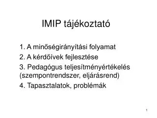 IMIP tájékoztató