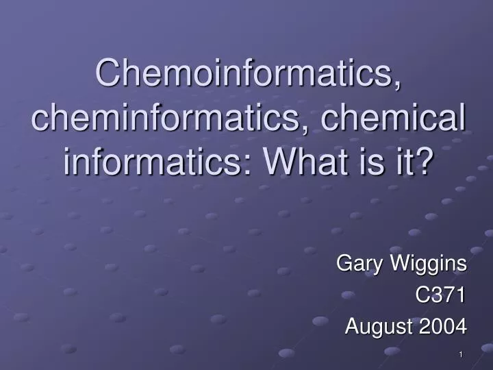 chemoinformatics cheminformatics chemical informatics what is it