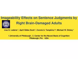 Imageability Effects on Sentence Judgments by Right Brain-Damaged Adults