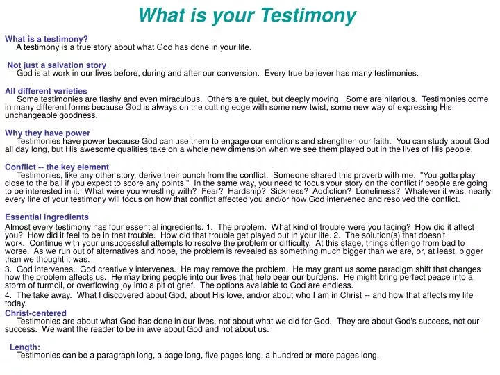 what is your testimony