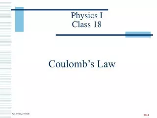 Physics I Class 18