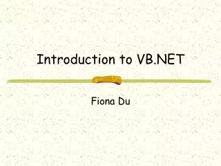 Introduction to VB.NET