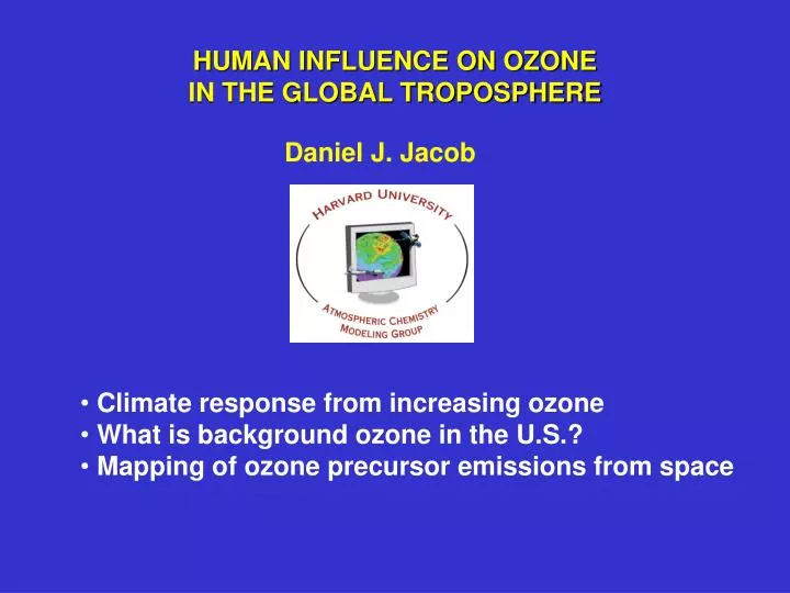 human influence on ozone in the global troposphere
