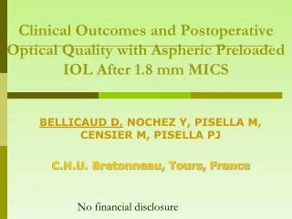 Clinical Outcomes and Postoperative Optical Quality with Aspheric Preloaded IOL After 1.8 mm MICS