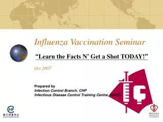 Influenza Vaccination Seminar “ Learn the Facts N ’ Get a Shot TODAY! ” Oct 2007