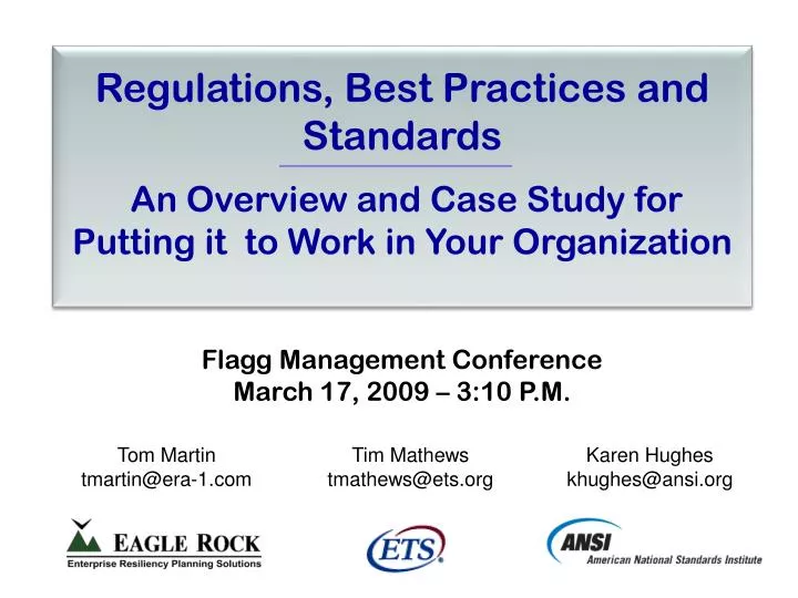 regulations best practices and standards