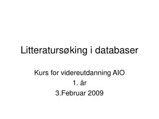 Litteratursøking i databaser