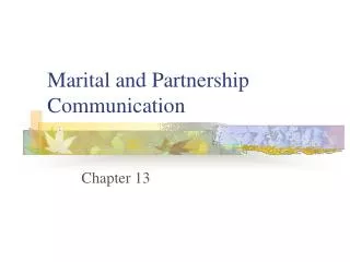 Marital and Partnership Communication