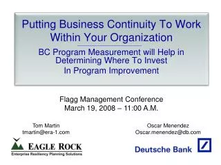Putting Business Continuity To Work Within Your Organization