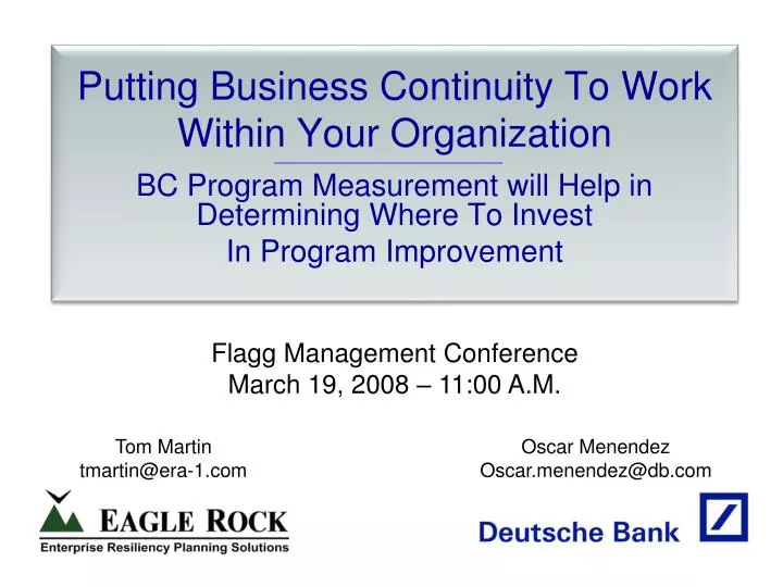 putting business continuity to work within your organization