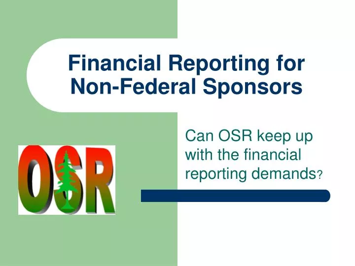 financial reporting for non federal sponsors