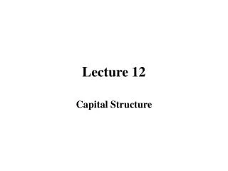 Lecture 12