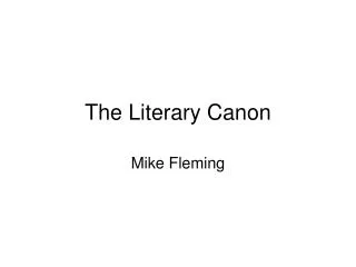 The Literary Canon