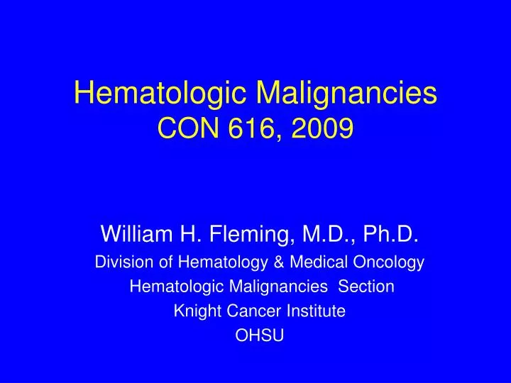 hematologic malignancies con 616 2009