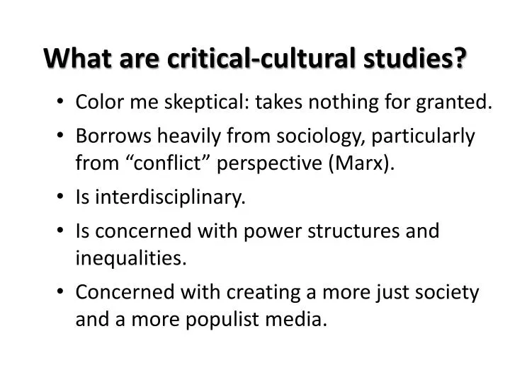 what are critical cultural studies