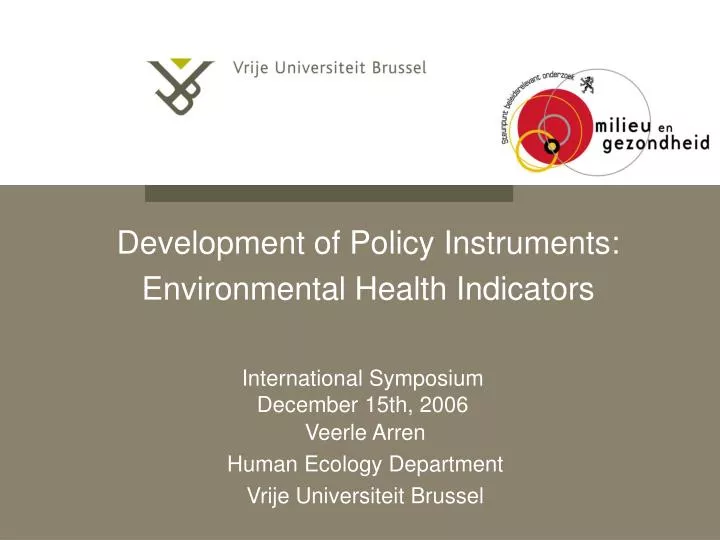 development of policy instruments environmental health indicators