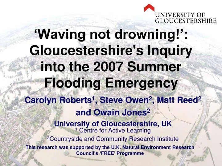 waving not drowning gloucestershire s inquiry into the 2007 summer flooding emergency