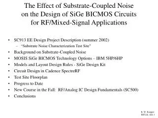 The Effect of Substrate-Coupled Noise on the Design of SiGe BICMOS Circuits for RF/Mixed-Signal Applications