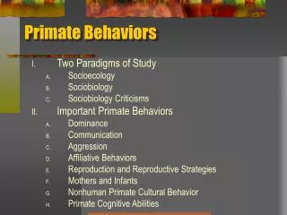 Primate Behaviors