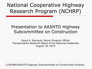National Cooperative Highway Research Program (NCHRP)