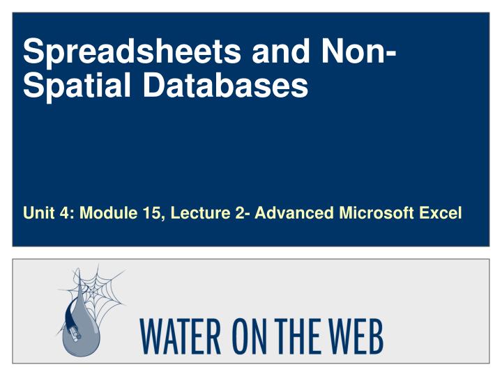 spreadsheets and non spatial databases