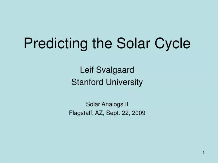 predicting the solar cycle