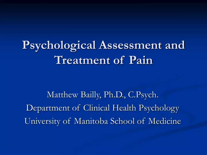 psychological assessment and treatment of pain