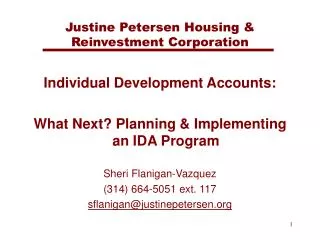 Justine Petersen Housing &amp; Reinvestment Corporation