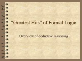 “Greatest Hits” of Formal Logic