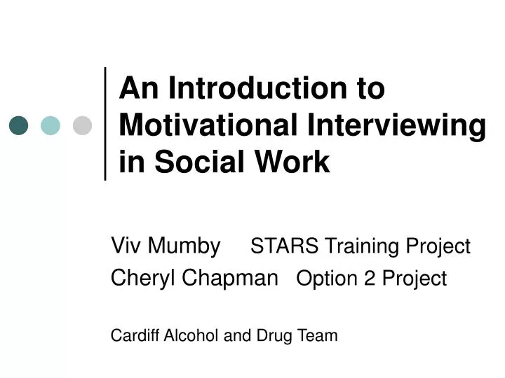 an introduction to motivational interviewing in social work