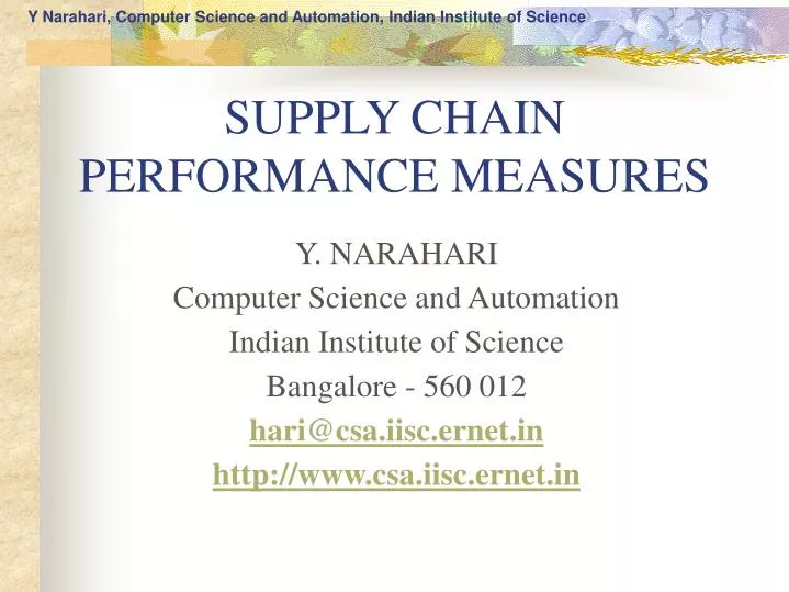 supply chain performance measures