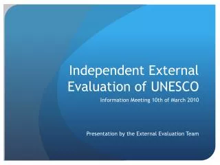 Independent External Evaluation of UNESCO