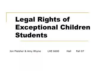 Legal Rights of Exceptional Children Students
