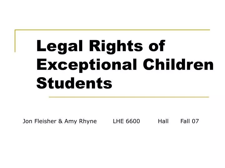 legal rights of exceptional children students