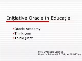 Iniţiative Oracle în Educaţie