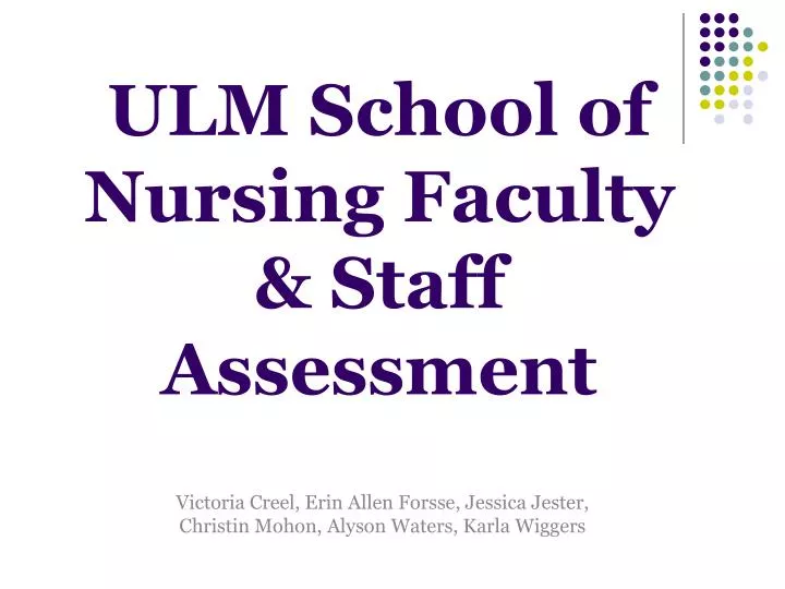 ulm school of nursing faculty staff assessment