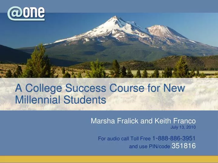 a college success course for new millennial students